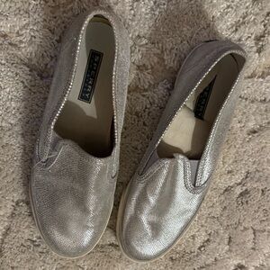 Silver Sperry Top Sider Slip Ons